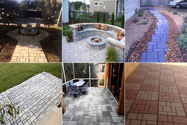 Paving moulds for pathways, patios and driveways.